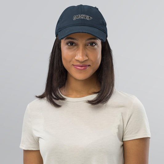 Omshway 2025 Distressed Dad Hat navy front - Omshway Store