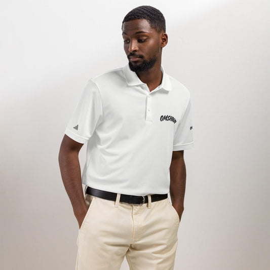 Omshway x Adidas Sport Polo featuring a sleek, athletic design with a comfortable fit, blending style and performance. Perfect for casual and active wear, with the iconic Adidas logo white front