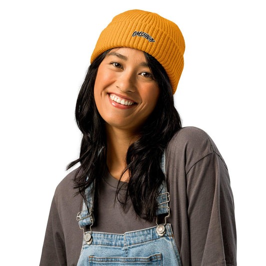 Omshway Fisherman Beanie featuring a simple, classic design with a snug fit, perfect for adding warmth and style to any casual outfit. gold front