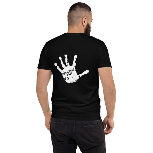 Omshway 2025 Short Sleeve T-shirt with a tropical palm design at the back, offering comfort and style with a premium fit black back