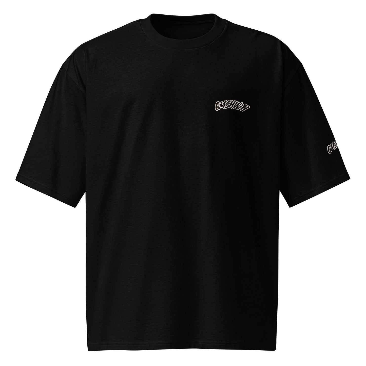 Omshway 2025 Oversized Heavyweight T-shirt, offering a bold, relaxed fit with durable fabric for a comfortable, stylish look black front