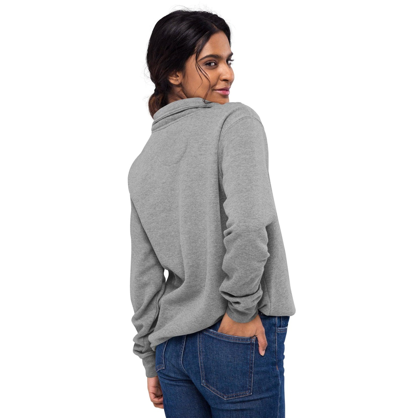 Omshway Unisex Fleece Pullover with a soft, cozy fabric, featuring a relaxed fit, crewneck design, and perfect for casual layering carbon grey back view - Omshway Store