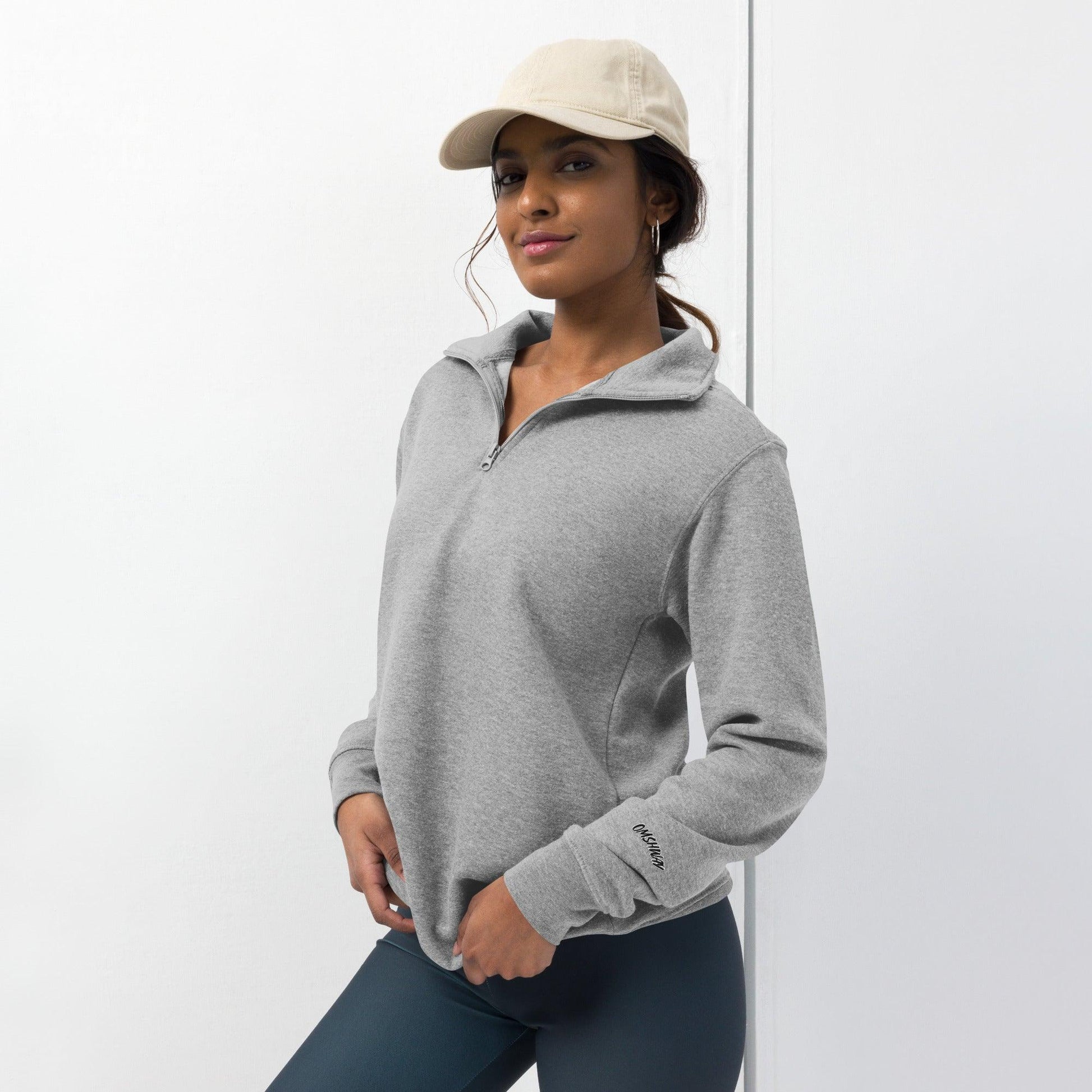 Omshway Unisex Fleece Pullover with a soft, cozy fabric, featuring a relaxed fit, crewneck design, and perfect for casual layering carbon grey front view - Omshway Store