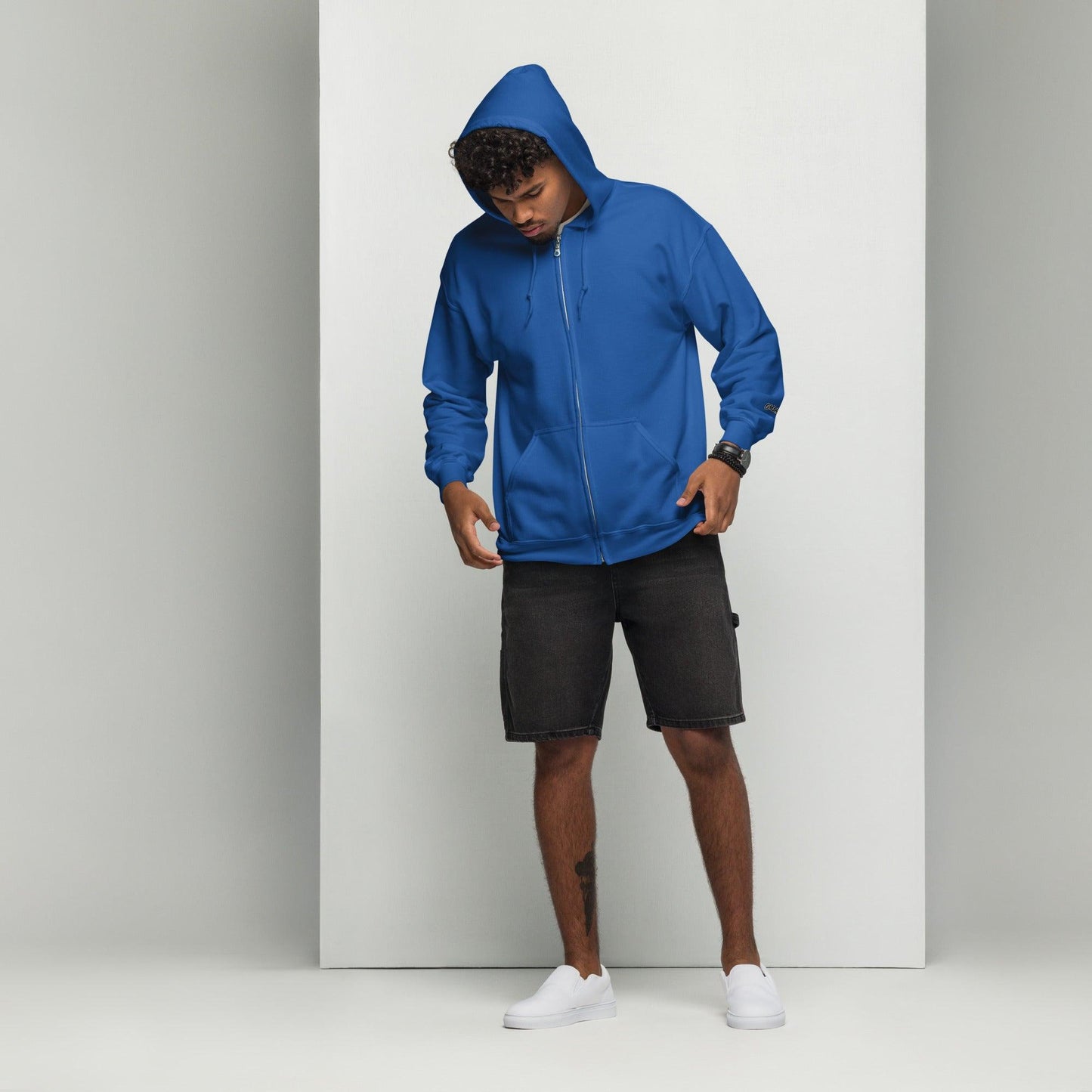 Omshway Unisex Heavy Blend Zip Hoodie made from durable fabric, featuring a front zipper, adjustable hood, and a comfortable, warm fit for all-day wear royal front view - Omshway Store