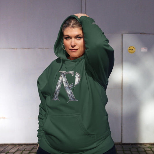 Omshway Unisex Midweight Hoodie featuring a soft, comfortable fabric, adjustable hood, and a relaxed fit, ideal for everyday casual wear green front view - Omshway Store