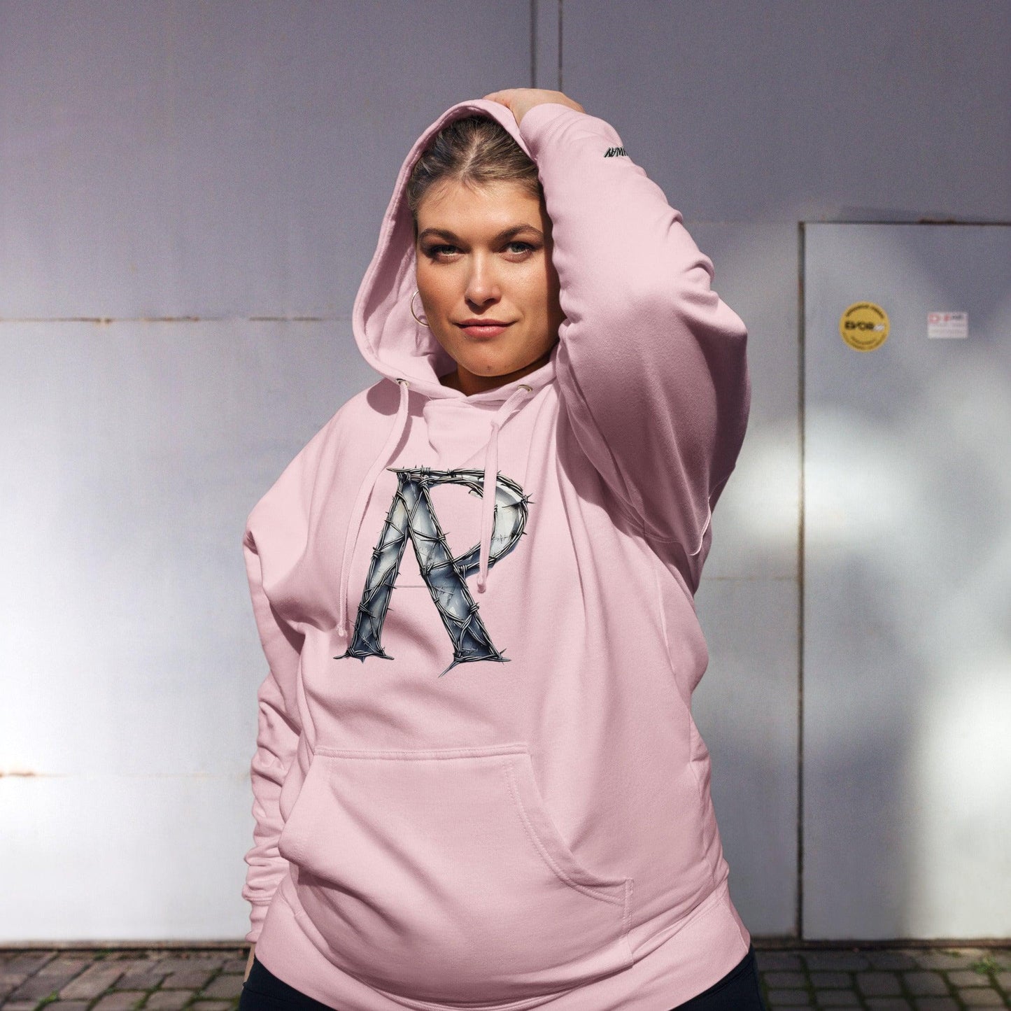 Omshway Unisex Midweight Hoodie featuring a soft, comfortable fabric, adjustable hood, and a relaxed fit, ideal for everyday casual wear pink front view - Omshway Store