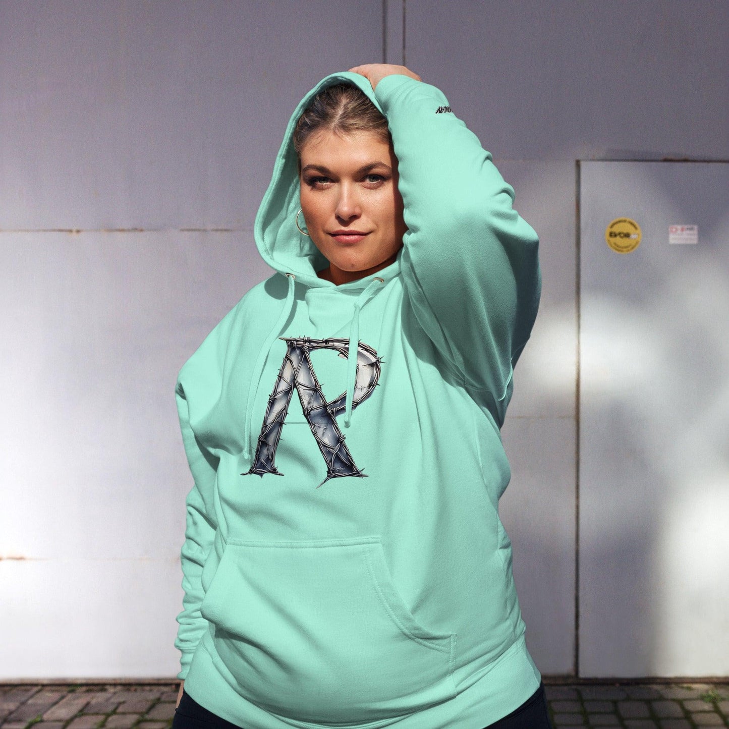 Omshway Unisex Midweight Hoodie featuring a soft, comfortable fabric, adjustable hood, and a relaxed fit, ideal for everyday casual wear mint front view - Omshway Store