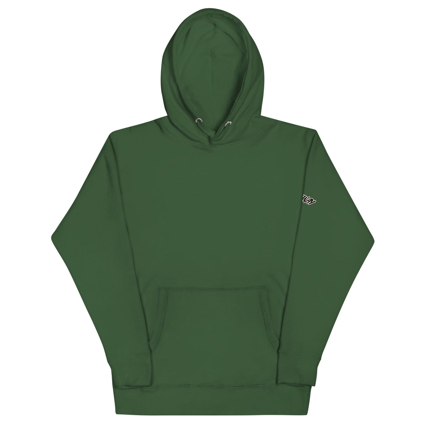 Omshway 2025 Unisex Hoodie featuring a sleek, modern design, perfect for casual comfort and style. Ideal for both men and women, with a cozy fit and durable fabric forest green front