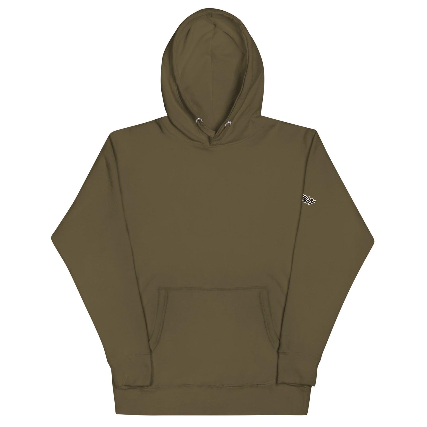 Omshway 2025 Unisex Hoodie featuring a sleek, modern design, perfect for casual comfort and style. Ideal for both men and women, with a cozy fit and durable fabric military green front